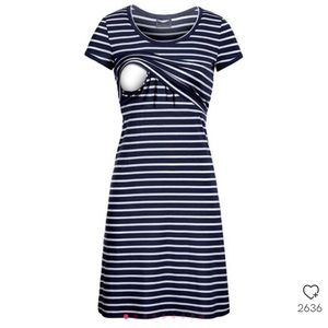 Pat pat nursing dress navy and blue stripes